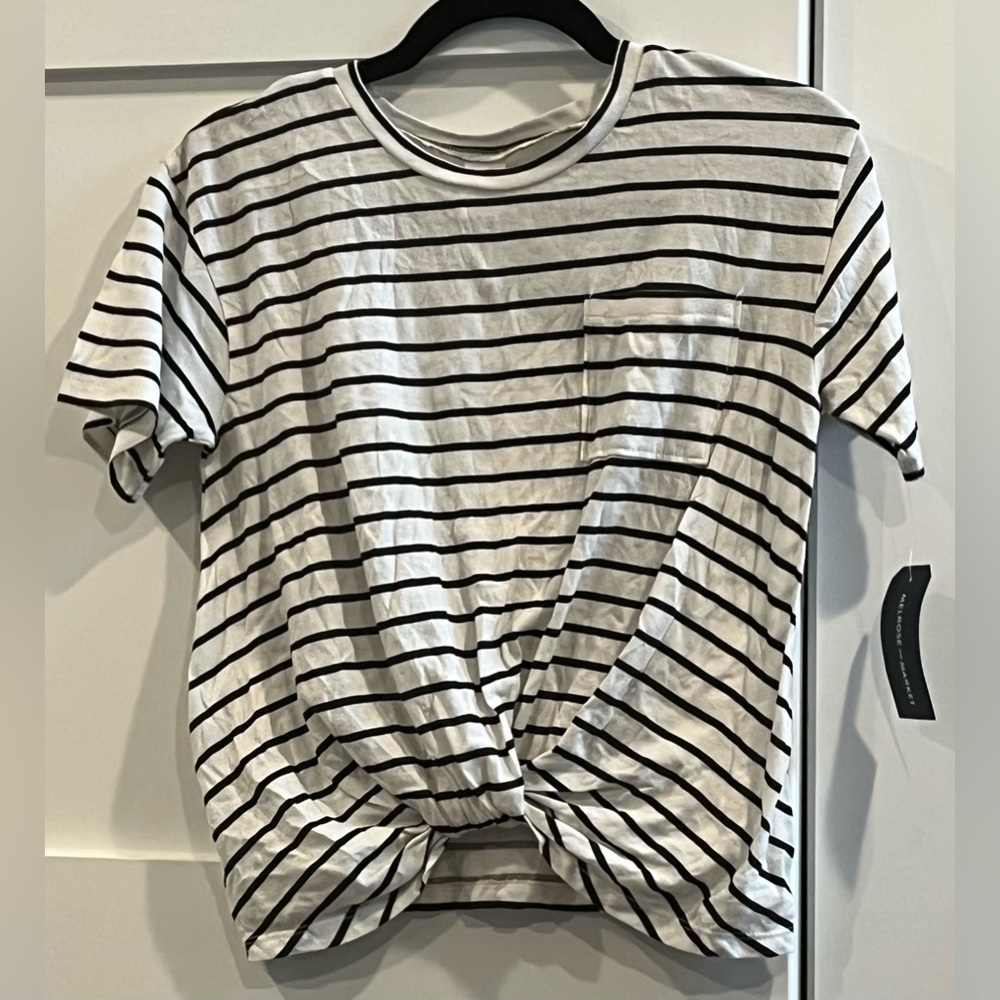 NWT Melrose & Market Twist Front Tee in White + Black Stripe - Size XL (14/16)